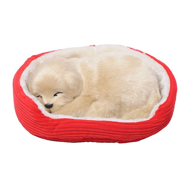 Enfeite Cachorro Golden Bege e Vermelho