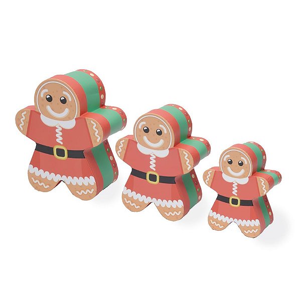 Caixas em Formato de Gingerbread P M e G - 3 Un