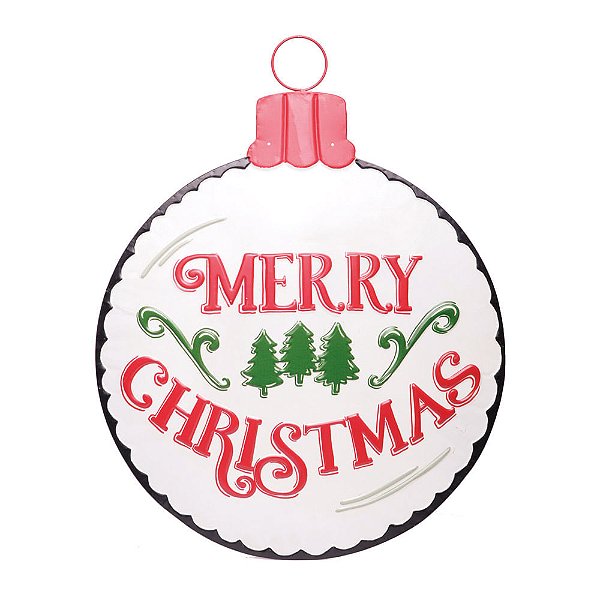 Placa Decorativa Formato Bola de Natal 74cm