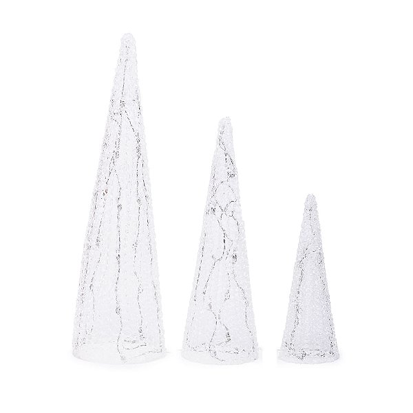 Trio Cones Decorativos com 60 Leds Branco P M e G Bivolt