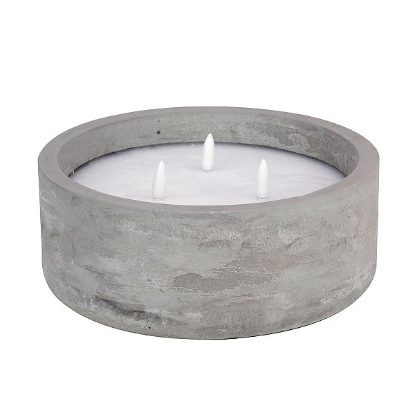 Vela Redonda com 3 Leds Chama 3D Cinza e Branco