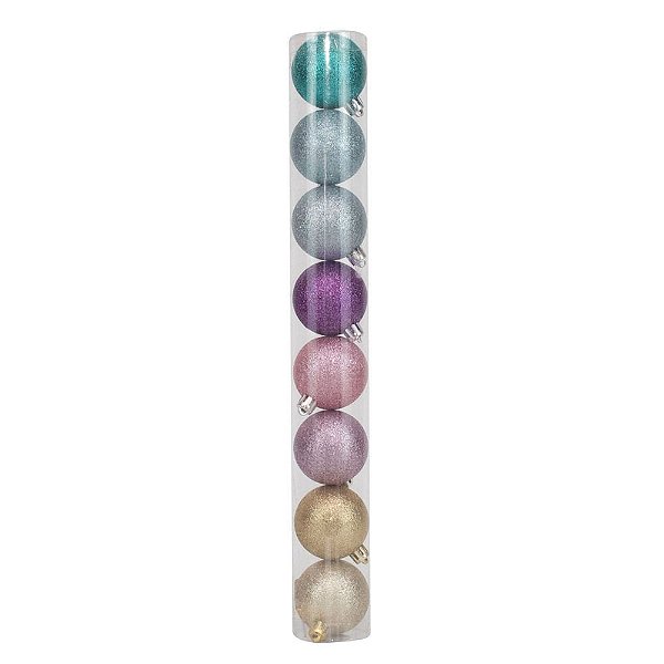 Bola Rainbow Glitter 5cm - 8 Un