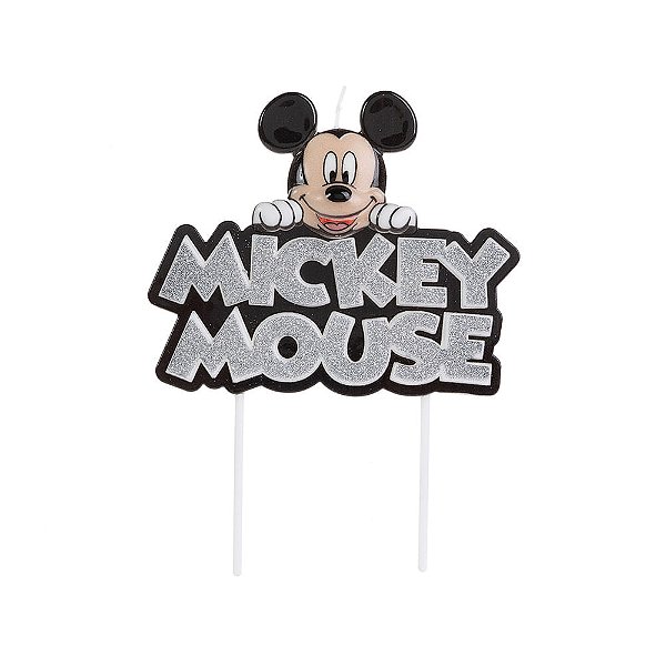 Vela Mickey Mouse Colorido Glitter Prata