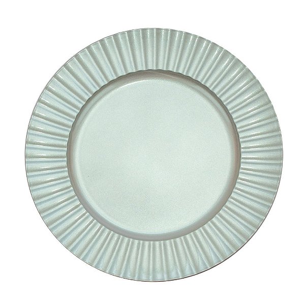 Sousplat Borda Ondulada Verde Claro Nacarado 33cm - 6 Un