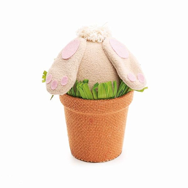 Vaso Decorativo Pés Coelho Bege e Rosa e Laranja 18x12x12cm - 1 Un