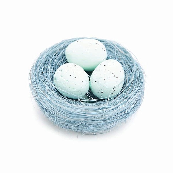 Ninho Decorativo com Ovos Azul 4x7x7cm - 3 Un