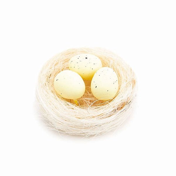 Ninho Decorativo com Ovos Bege 4x7x7cm - 3 Un