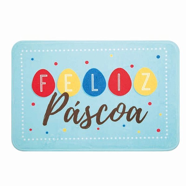 Tapete Feliz Páscoa Azul Claro 1x60x40cm - 1 Un