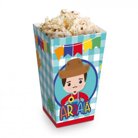 Caixa para Pipoca Caipirinha Menino - P 6X6X12,5 - 10 Un