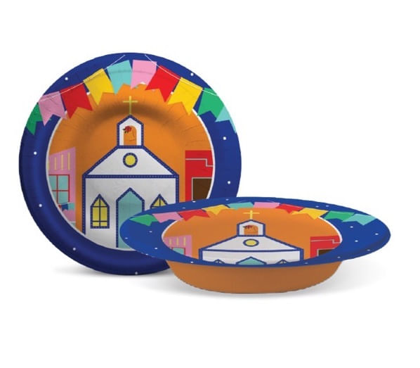 Prato Petisqueira Laminado Viva São João 18cm - 8 Un