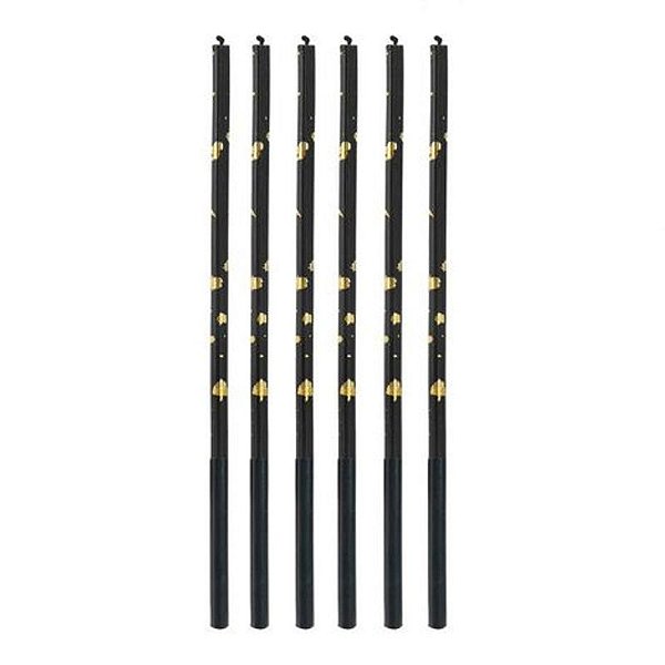 Vela Palito Gigante Preta com Dourado 17cm - V172 - 6 Un