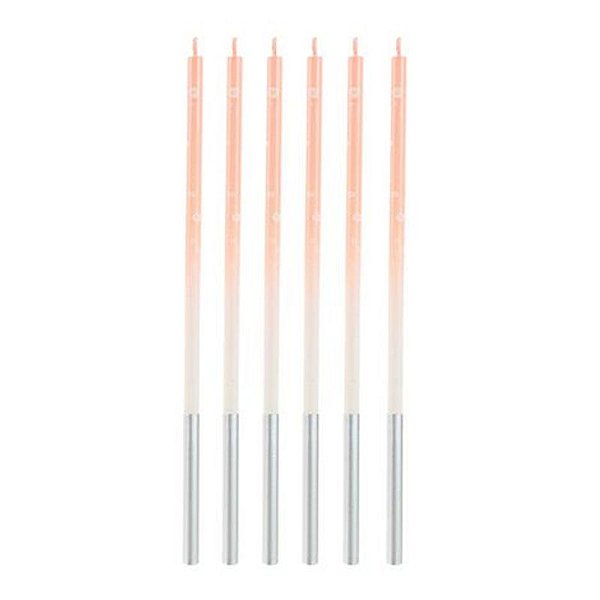 Vela Palito Gigante Degradê Pink 15cm - V177 - 6 Un