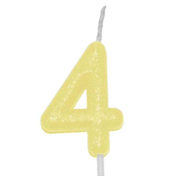 Vela Candy Color Amarelo Número 4 - VES04