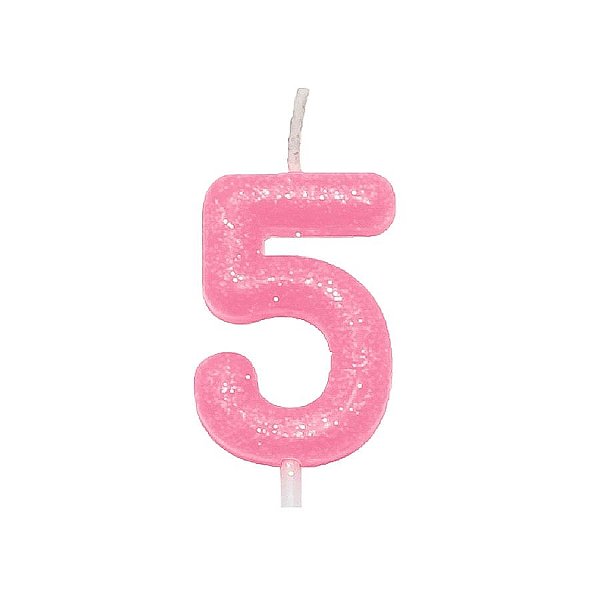 Vela Candy Color Rosa Número 5 - VEX05