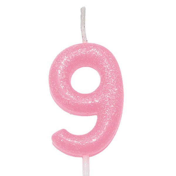 Vela Candy Color Rosa Número 9 - VEX09