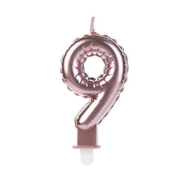 Vela Balão Rose Gold Número 9 - VOO09