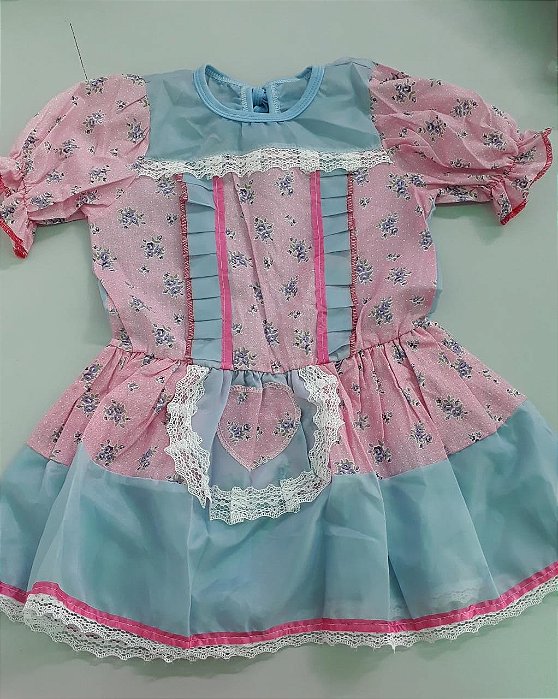 Fantasia Junina Vestido com Short - M - 2 a 3 Anos