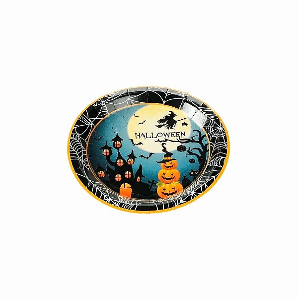 Prato Redondo Noite Halloween 18cm - 10 Un