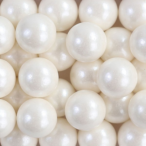 Confeito Sugar Beads Perolizados Branco 14mm 100G