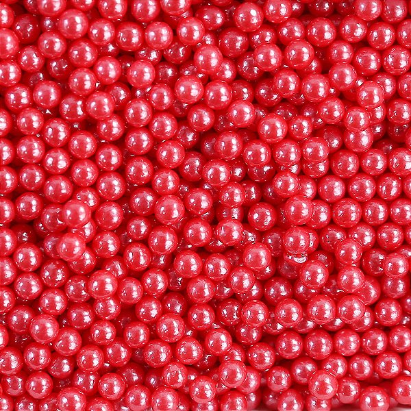 Confeito Sugar Beads Perolizados Vermelho 4mm 100G