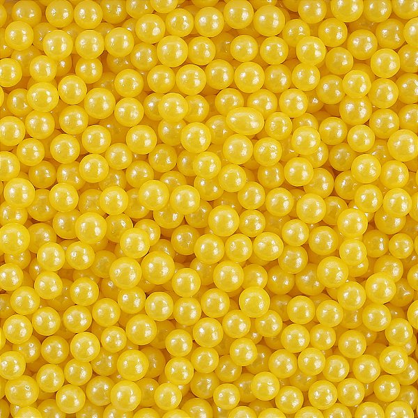 Confeito Sugar Beads Perolizados Amarelo 4mm 100G
