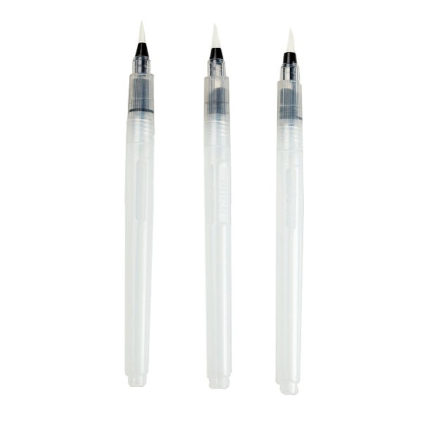 Pincel Caneta com Reservatório 18cm - Redondo G Preto e Transpatente - 3 Un - Cromus Allonsy