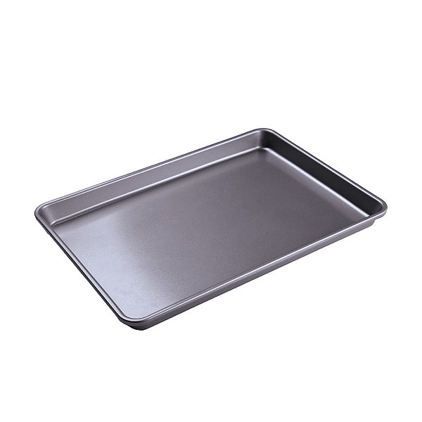 Forma de Aço Carbono Retangular Cinza 40,5X28,4X2,5cm - Fundo Fixo - Cromus Allonsy