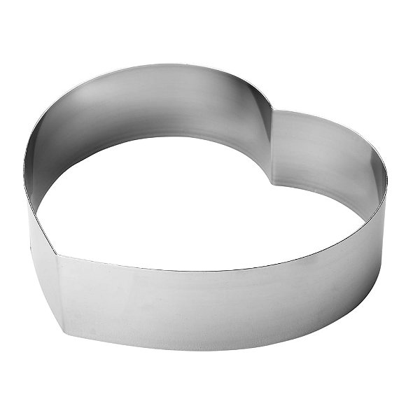 Molde e Cortador Aço Inox Coração 23X24X5cm - Fixo - Cromus Allonsy