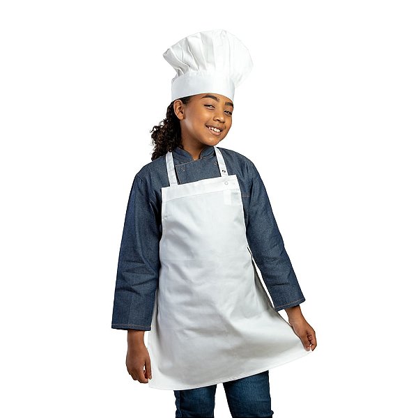 Uniforme Infantil Avental Frontal Unissex Branco M - 55X65cm - Cromus Allonsy