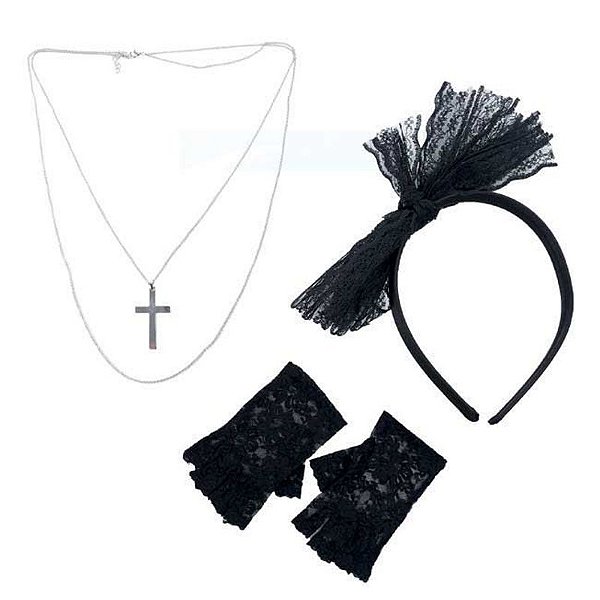 Kit Madona Pop Anos 80 Adulto - 3 Acessórios