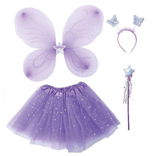 Kit Fada Lilás Infantil - 4 Acessórios