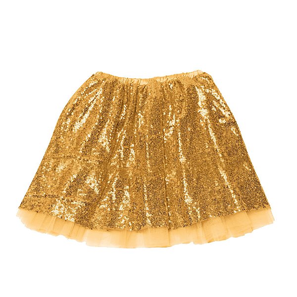 Saia de Tule Adulto Ouro Mini Paete