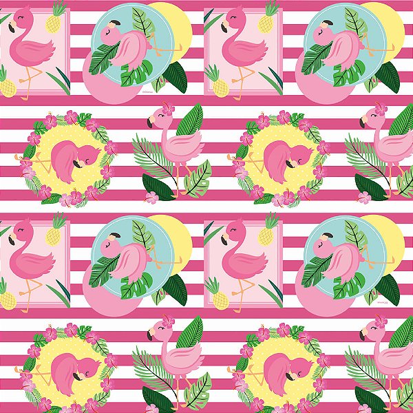 Saco Perolado 20X29 Flamingo Tropical - 50 Un