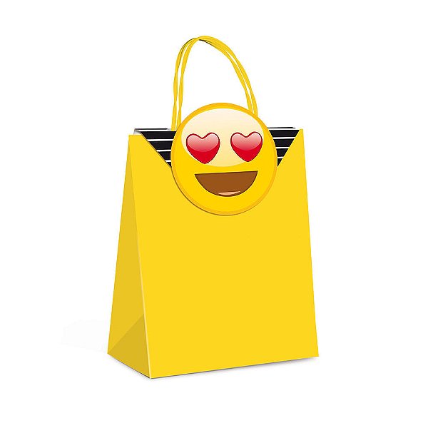 Sacola Papel com Fecha Emoticons P 21,5X15X8