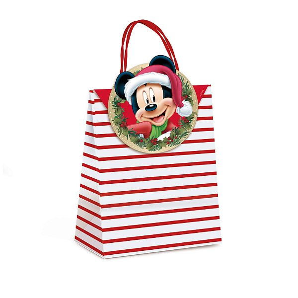 Sacola Papel com Fecha Mickey M 26X19,5X9,5