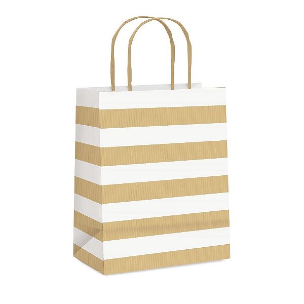 Sacola de Papel Pretty List Kraft e Branco P 21,5x15x8cm - 1 Un