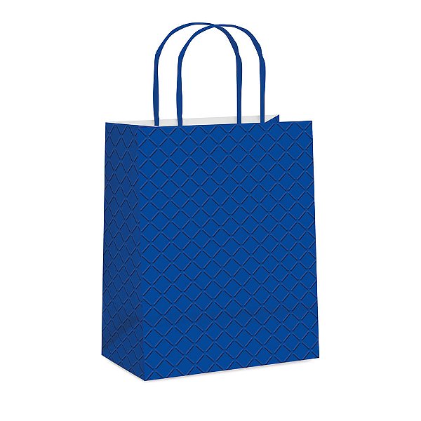 Sacola Papel Relevo Azul Royal M 26X19,5X9,5