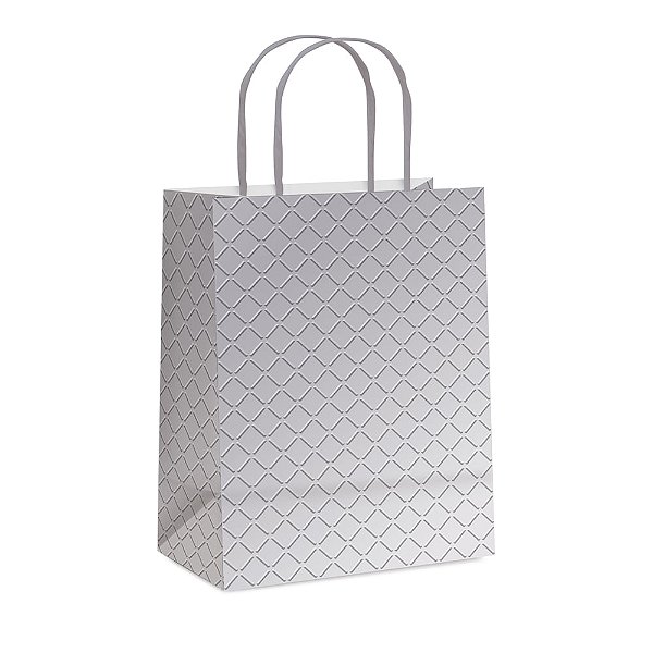 Sacola Papel Relevo Prata G 32X26,5X13