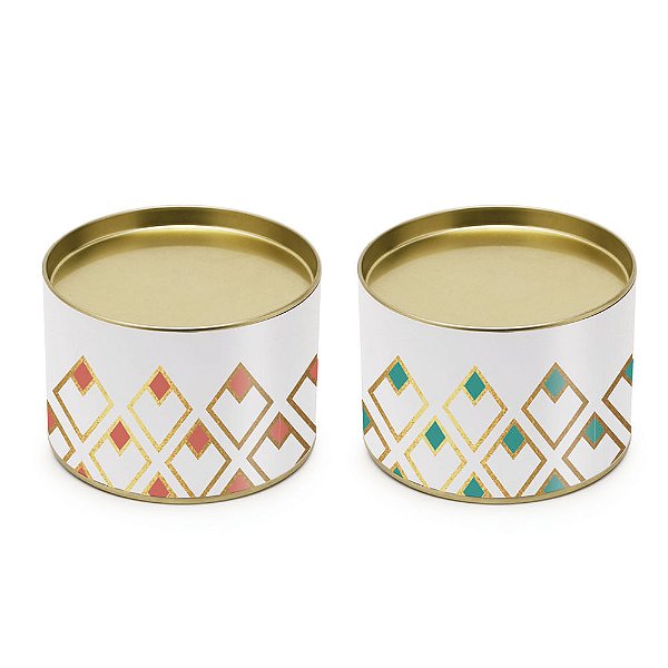 Lata para Doces Compose Coral/Turquesa 7X10cm