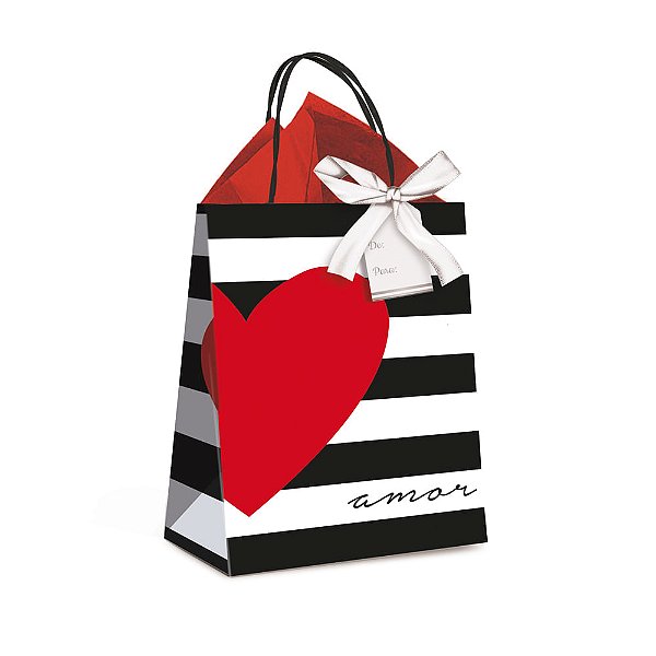 Kit Presente Sacola Amo Você M 26X19,5X9,5