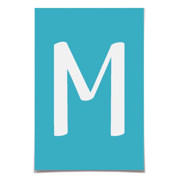 Letra para Faixa Decorativa M Liso Cores - 6 Un