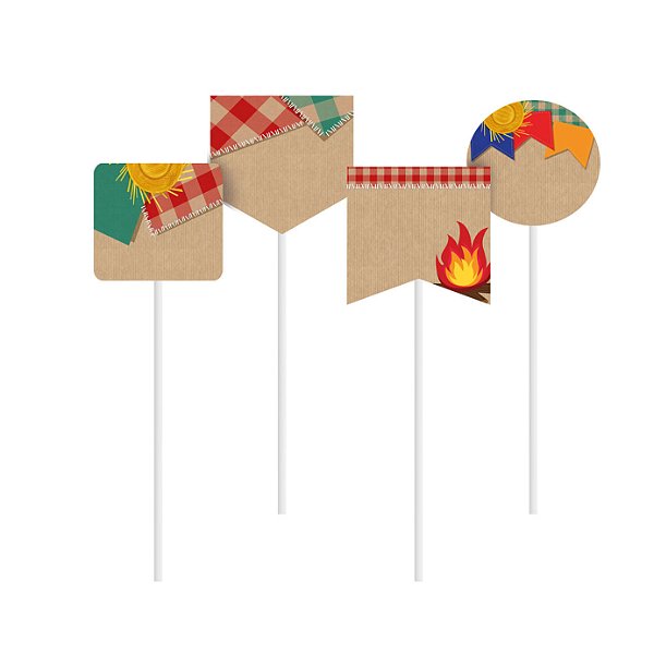 Plaquinhas Para Personalização Festança Colorido - 8 Un