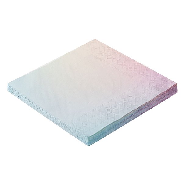 Guardanapo Folha Dupla Estampado Degradê Azul e Rosa 32cm - SilverPlastic - 20 un
