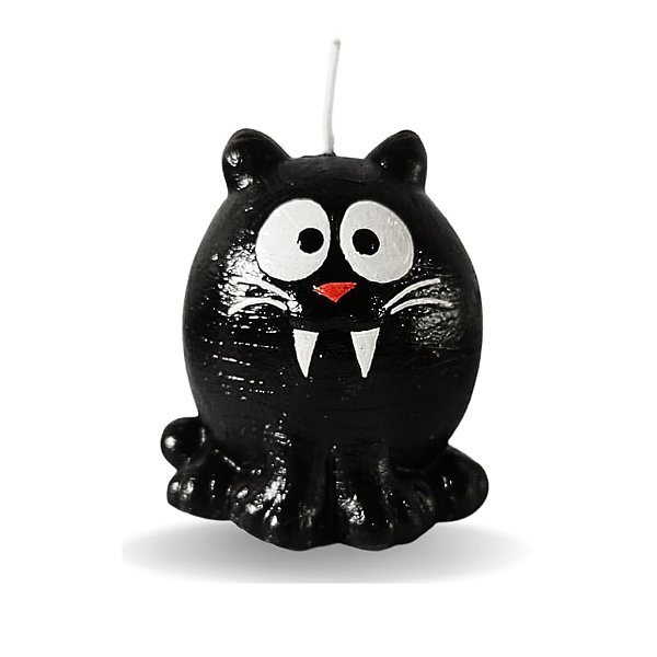 Vela de Resina Artesanal Gato Preto Divertido para Decoração de Halloween