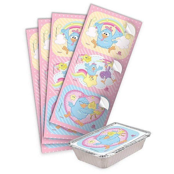Adesivo Retangular Galinha Pintadinha Candy  - Festcolor - 12Un