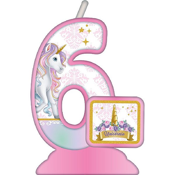 Vela Temática Unicórnio Nº 6 - Festcolor - 1Un
