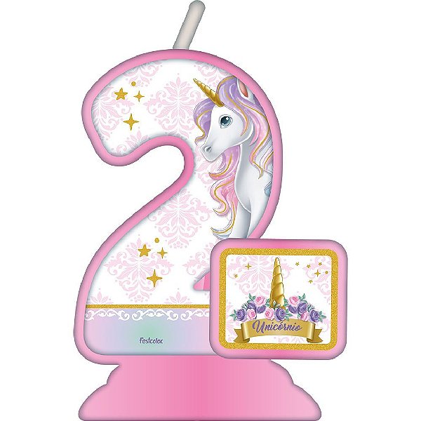 Vela Temática Unicórnio Nº 2 - Festcolor - 1Un