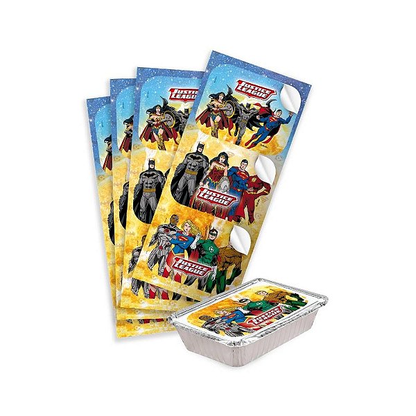 Adesivo Retangular Liga da Justiça Ilustrada - Festcolor - 12Un