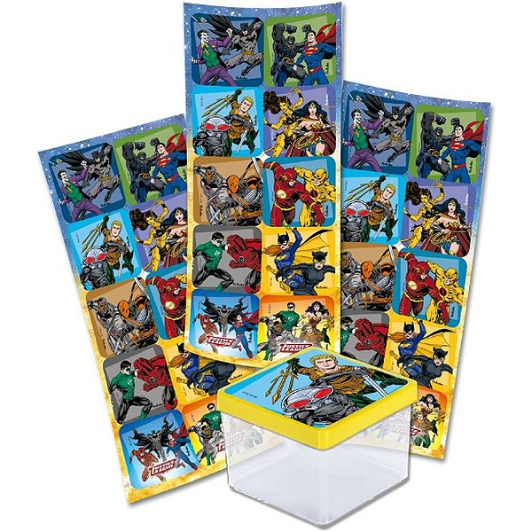 Adesivo Quadrado Liga da Justiça Ilustrada - Festcolor - 30Un
