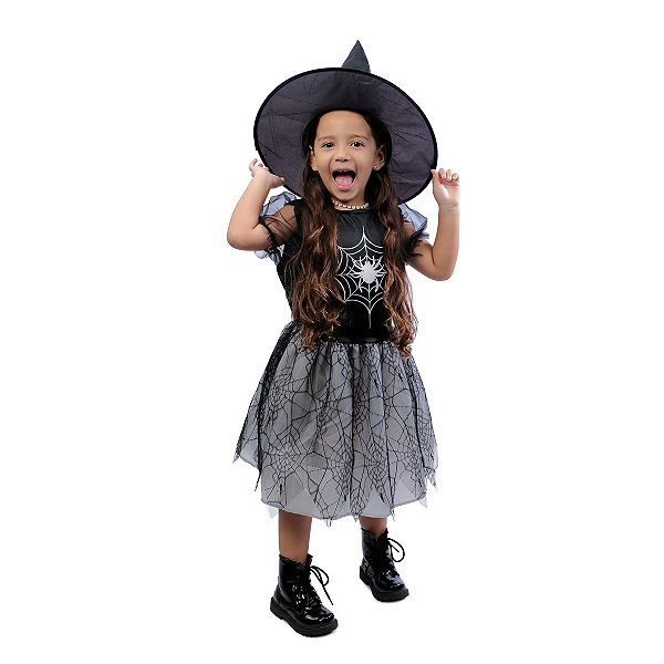 Fantasia Halloween Infantil - Viúva Negra 6 a 9 Anos - 1 Un